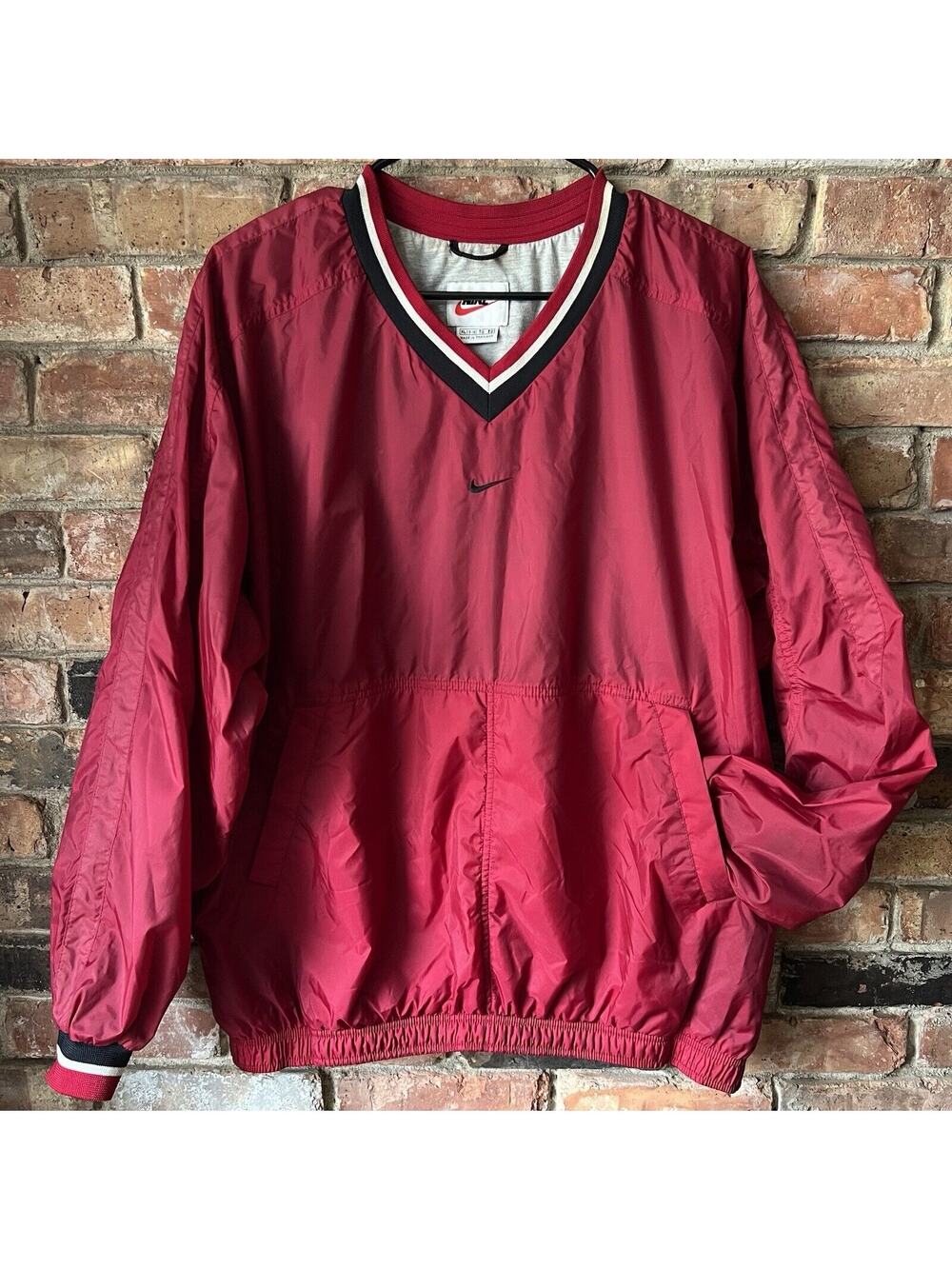 Vintage 90's Nike Windbreaker Jacket 1990s Women's XL Red Center Swoosh